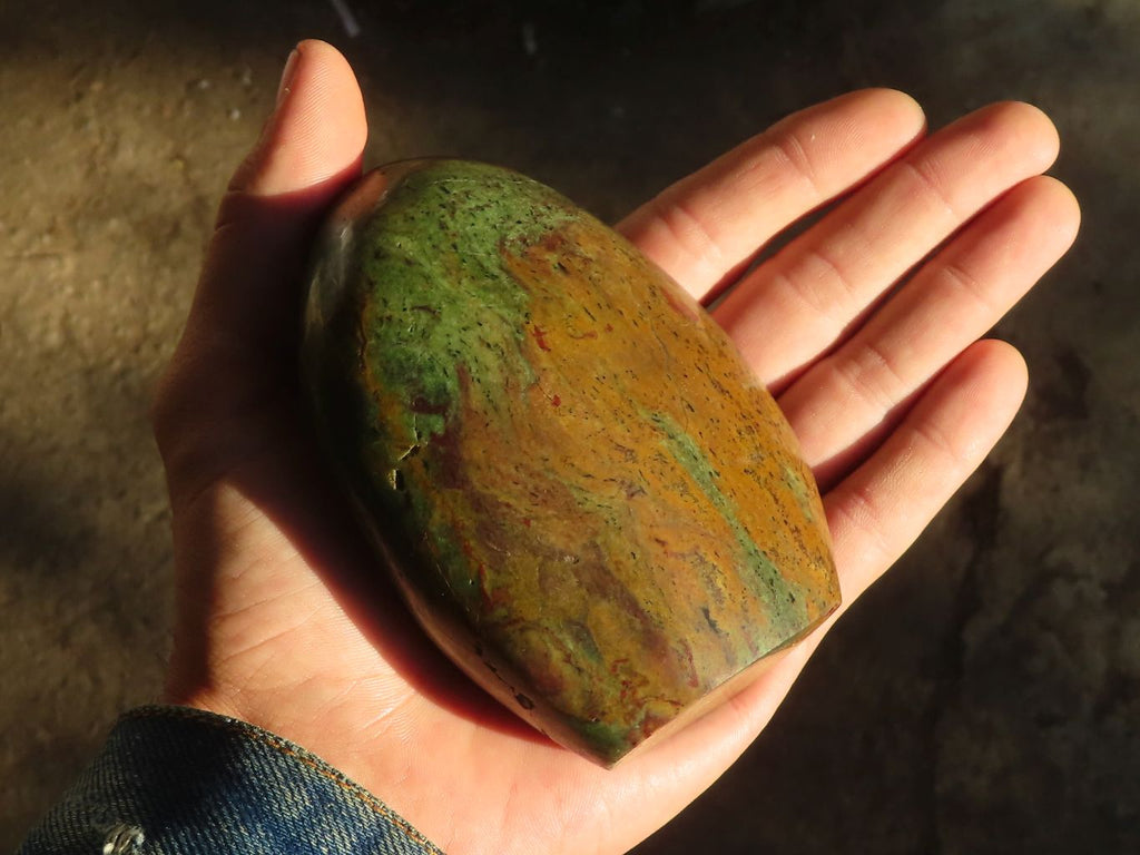 Polished Green Chrysoprase Standing Free Forms  x 2 From Ambatondrazaka, Madagascar - Toprock Gemstones and Minerals 