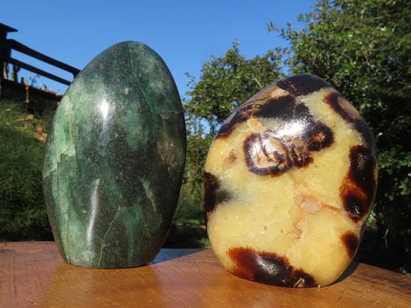 Polished  Septerye & Fuchsite Standing Free Forms x 2 From Madagascar - TopRock