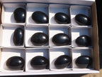 Polished Schorl Black Tourmaline Palm Stones  x 12 From Madagascar - Toprock Gemstones and Minerals 