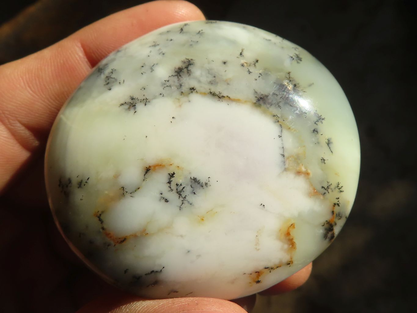 Polished Dendritic Yellow & Purple Opal Palm Stones  x 12 From Madagascar - Toprock Gemstones and Minerals 