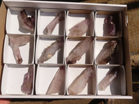 Natural Smokey Amethyst Window Quartz Crystals  x 12 From Chiredzi, Zimbabwe