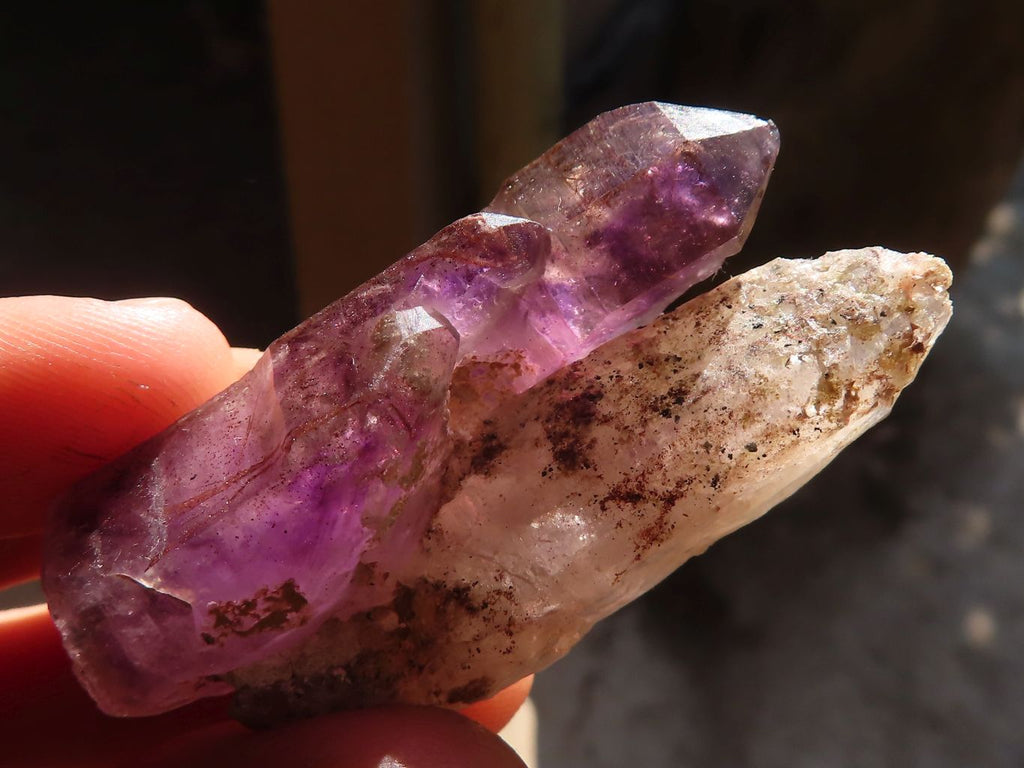 Natural Smokey Amethyst Window Quartz Crystals  x 12 From Chiredzi, Zimbabwe - Toprock Gemstones and Minerals 