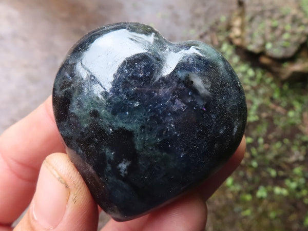 Polished Blue Iolite / Water Sapphire Hearts & Palms x 8 From Madagascar - TopRock