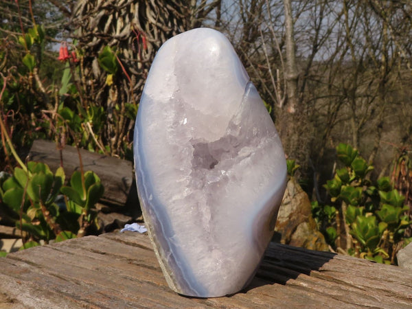 Polished Blue Lace Agate Standing Free Form x 1 From Nsanje, Malawi - Toprock Gemstones and Minerals 