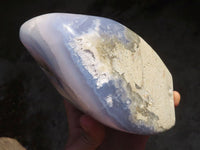 Polished Blue Lace Agate Standing Free Form x 1 From Nsanje, Malawi - Toprock Gemstones and Minerals 