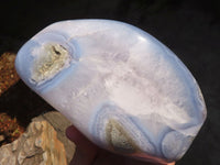 Polished Blue Lace Agate Standing Free Form x 1 From Nsanje, Malawi - Toprock Gemstones and Minerals 