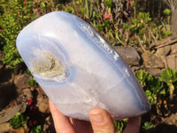 Polished Blue Lace Agate Standing Free Form x 1 From Nsanje, Malawi - Toprock Gemstones and Minerals 