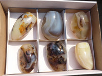 Polished Dendritic Agate Standing Free Forms  x 6 From Moralambo, Madagascar