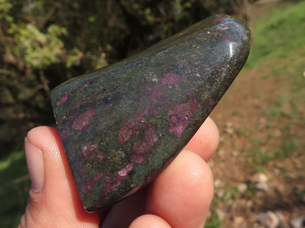 Polished Fluorescent Ruby Corundum In Chrome Verdite Free Forms x 5 From Zimbabwe - TopRock