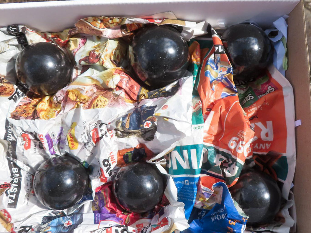 Polished Black Basalt Spheres (Heat Stable for therapy)  x 6 From Madagascar - TopRock