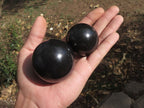 Polished Black Basalt Spheres (Heat Stable for therapy)  x 6 From Madagascar - TopRock