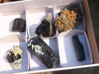 Natural Schorl Black Tourmaline Specimens x 6 From Erongo, Namibia - Toprock Gemstones and Minerals 