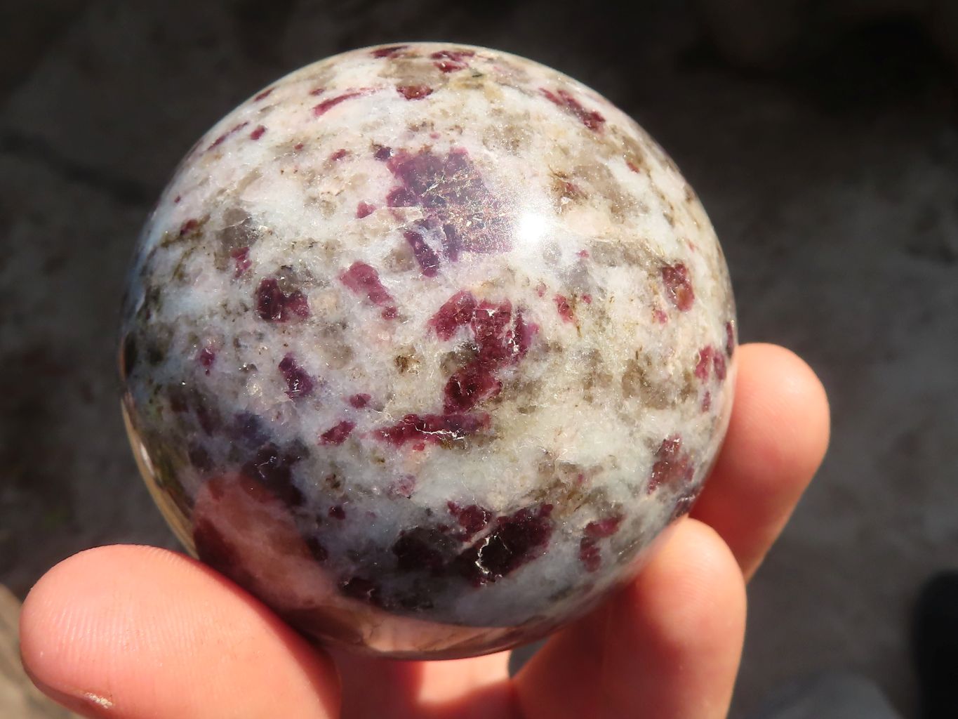 Polished Rubellite Pink Tourmaline Matrix Spheres x 4 From Madagascar - Toprock Gemstones and Minerals 