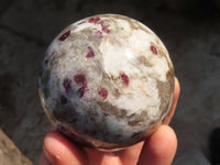 Polished Rubellite Pink Tourmaline Matrix Spheres x 4 From Madagascar - Toprock Gemstones and Minerals 
