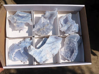Natural Etched Blue Chalcedony Specimens  x 6 From Nsanje, Malawi - Toprock Gemstones and Minerals 
