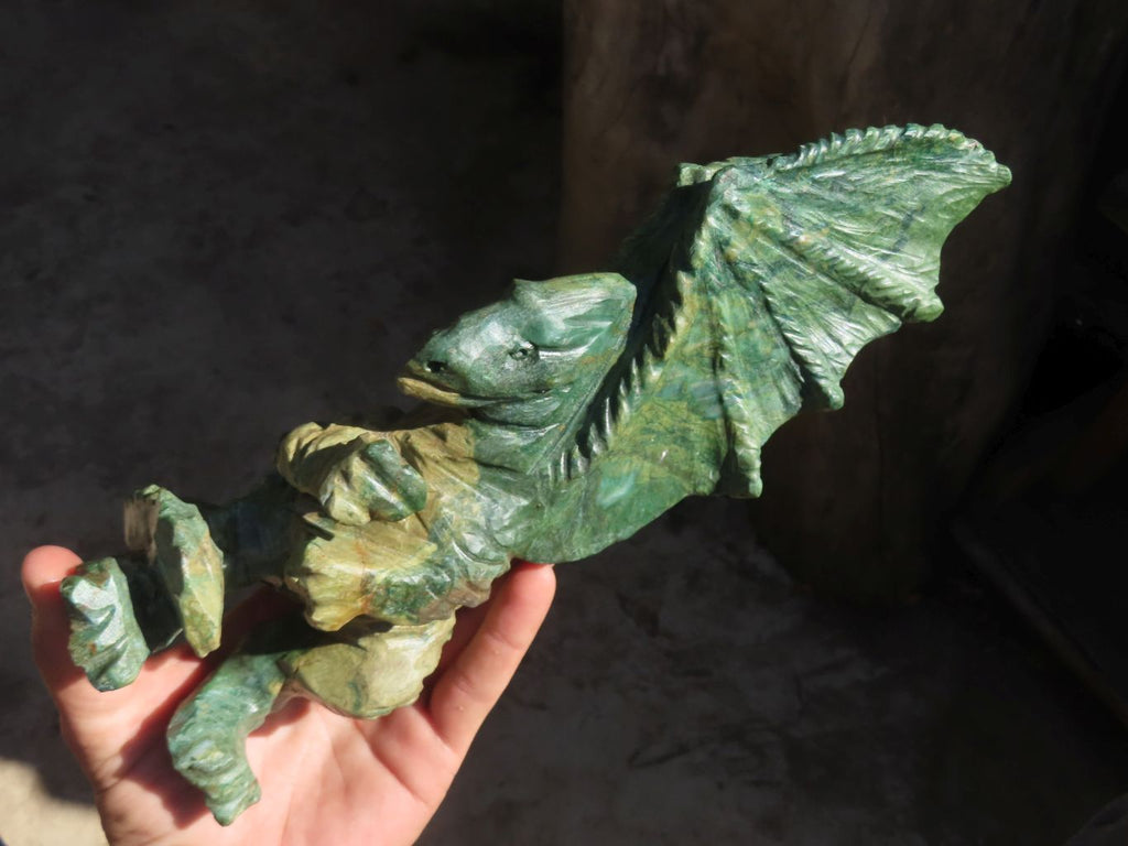 Polished Green Verdite Dragon Carving  x 1 From Zimbabwe - Toprock Gemstones and Minerals 