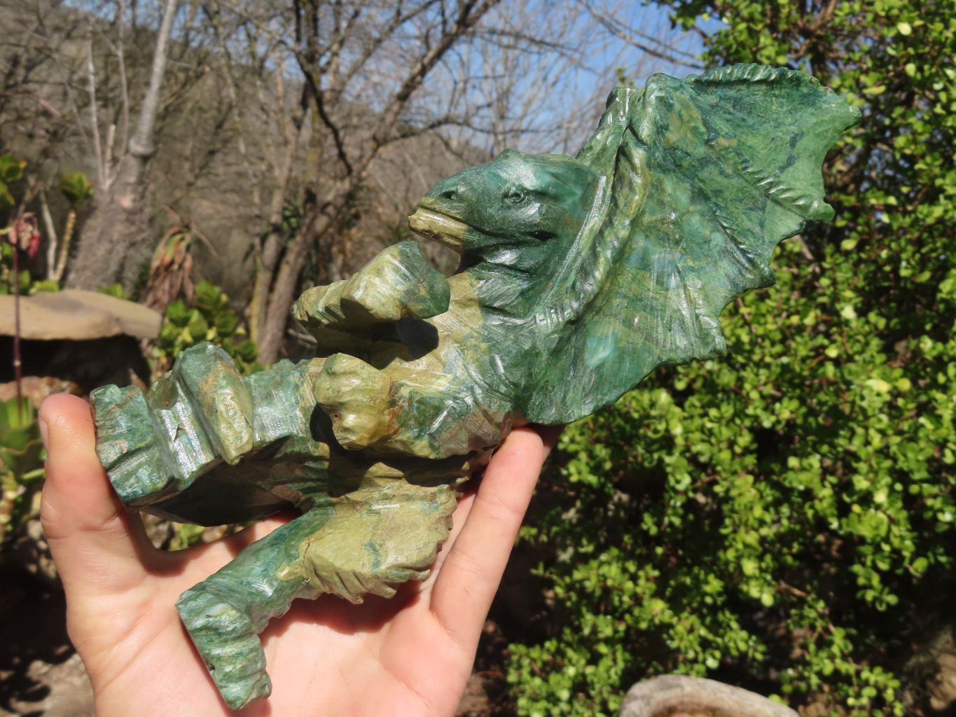 Polished Green Verdite Dragon Carving  x 1 From Zimbabwe - Toprock Gemstones and Minerals 