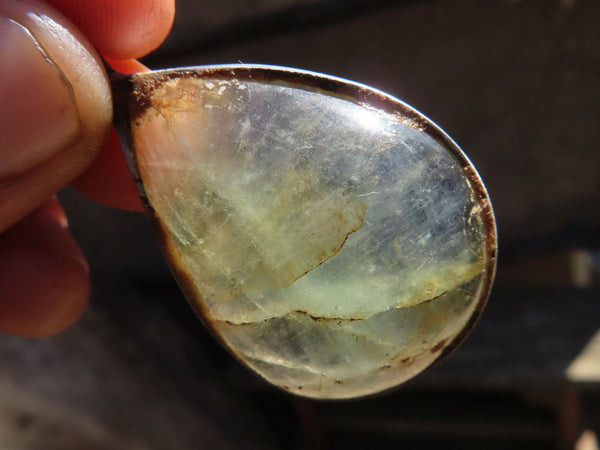 Polished Mixed Stone Pendants Set In Steel  x 12 From Southern Africa