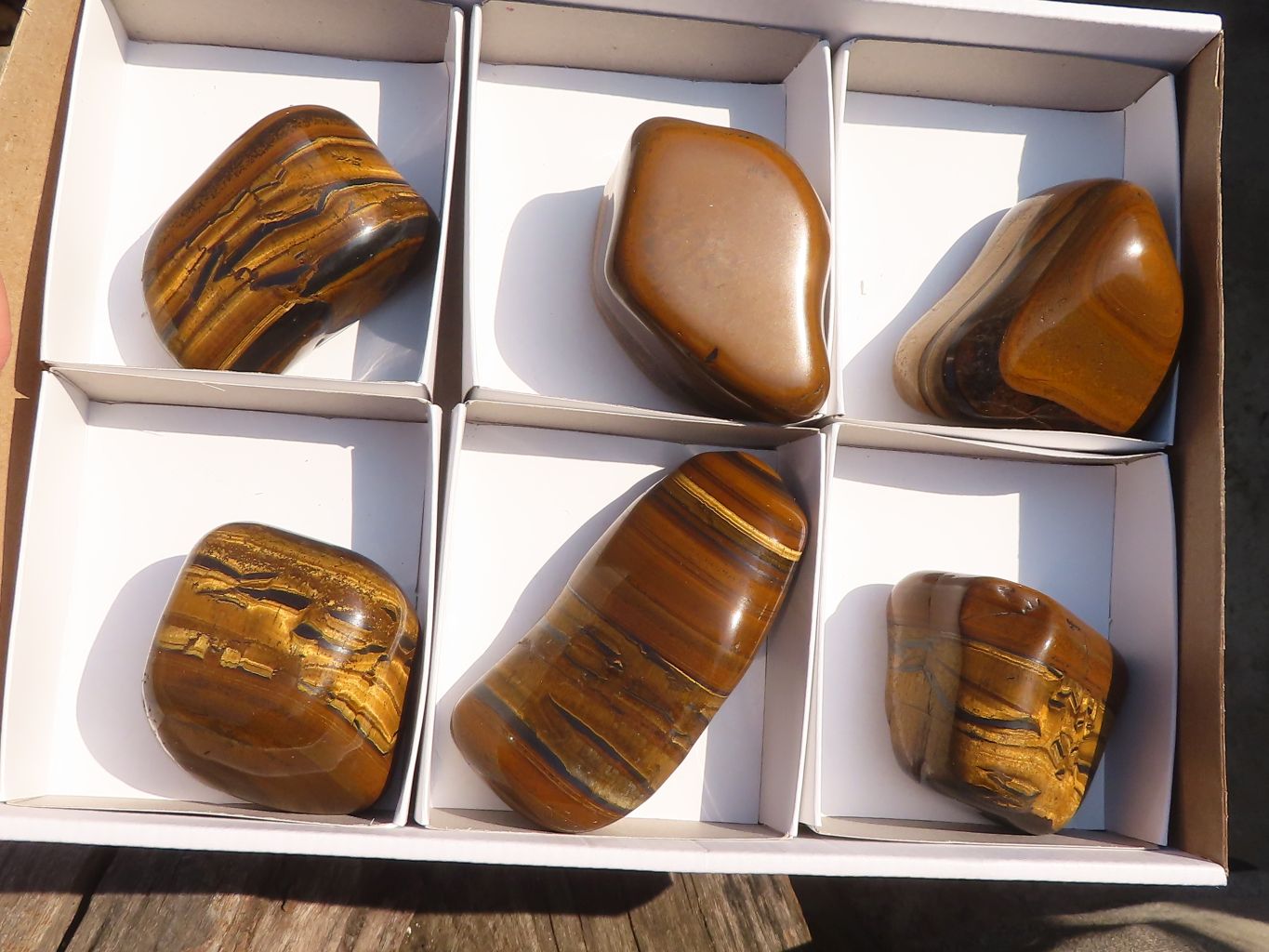 Polished Golden Tigers Eye Free Forms x 6 From Prieska, Northern Cape - Toprock Gemstones and Minerals 
