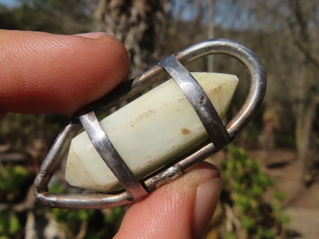 Polished Mixed Stone Pendants Set In Steel  x 12 From Southern Africa - Toprock Gemstones and Minerals 