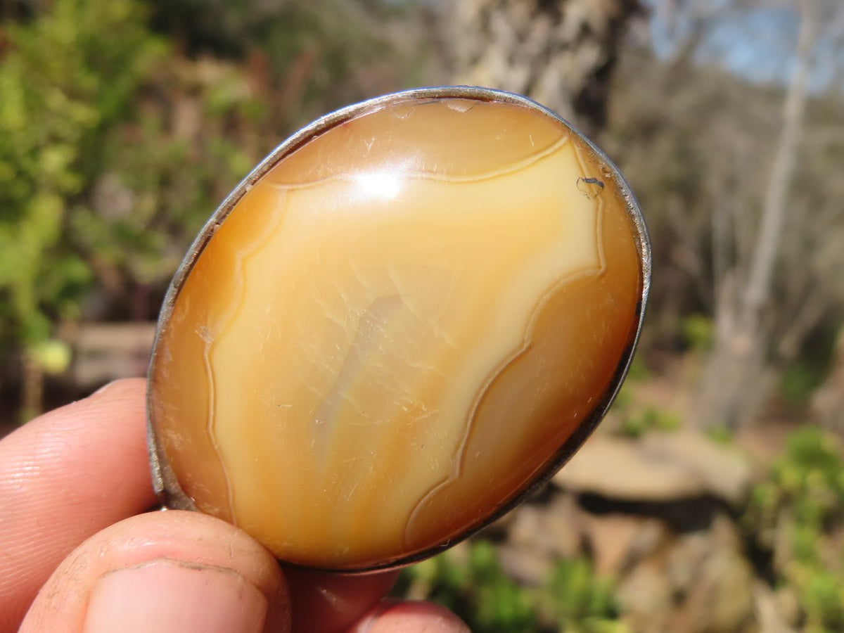 Polished Mixed Stone Pendants Set In Steel  x 12 From Southern Africa - Toprock Gemstones and Minerals 