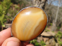 Polished Mixed Stone Pendants Set In Steel  x 12 From Southern Africa