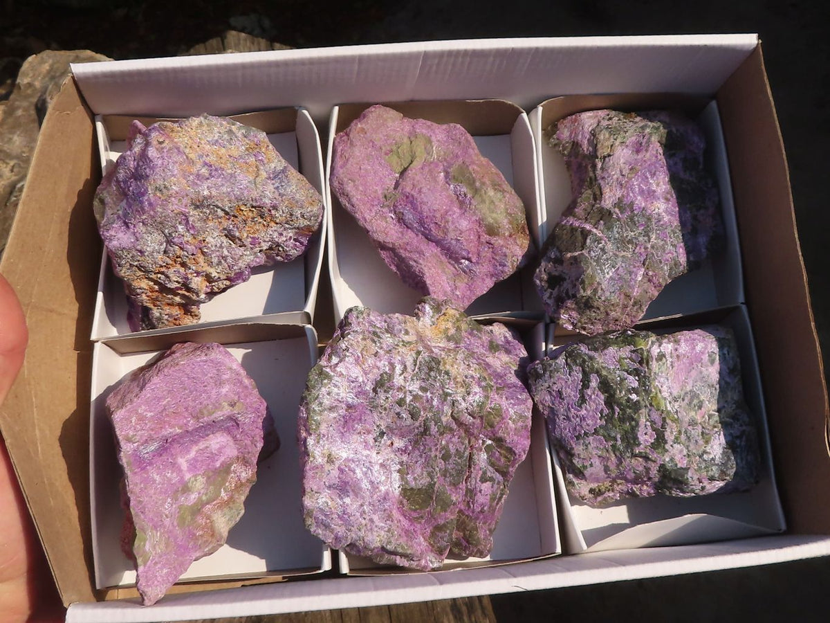 Natural Rough Stichtite & Serpentine Specimens x 6 From Barberton, South Africa - Toprock Gemstones and Minerals 