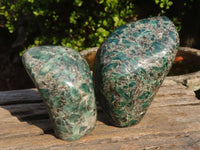 Polished Rare Emerald Mica In Matrix Standing Free Forms x 2 From Mutoko, Zimbabwe - Toprock Gemstones and Minerals 