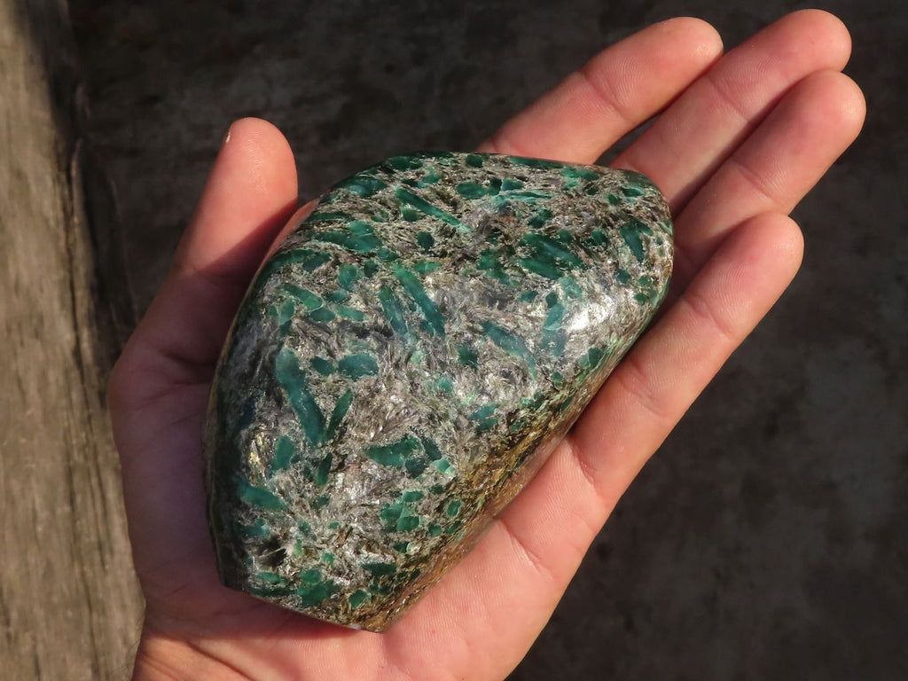 Polished Rare Emerald Mica In Matrix Standing Free Forms x 2 From Mutoko, Zimbabwe - Toprock Gemstones and Minerals 