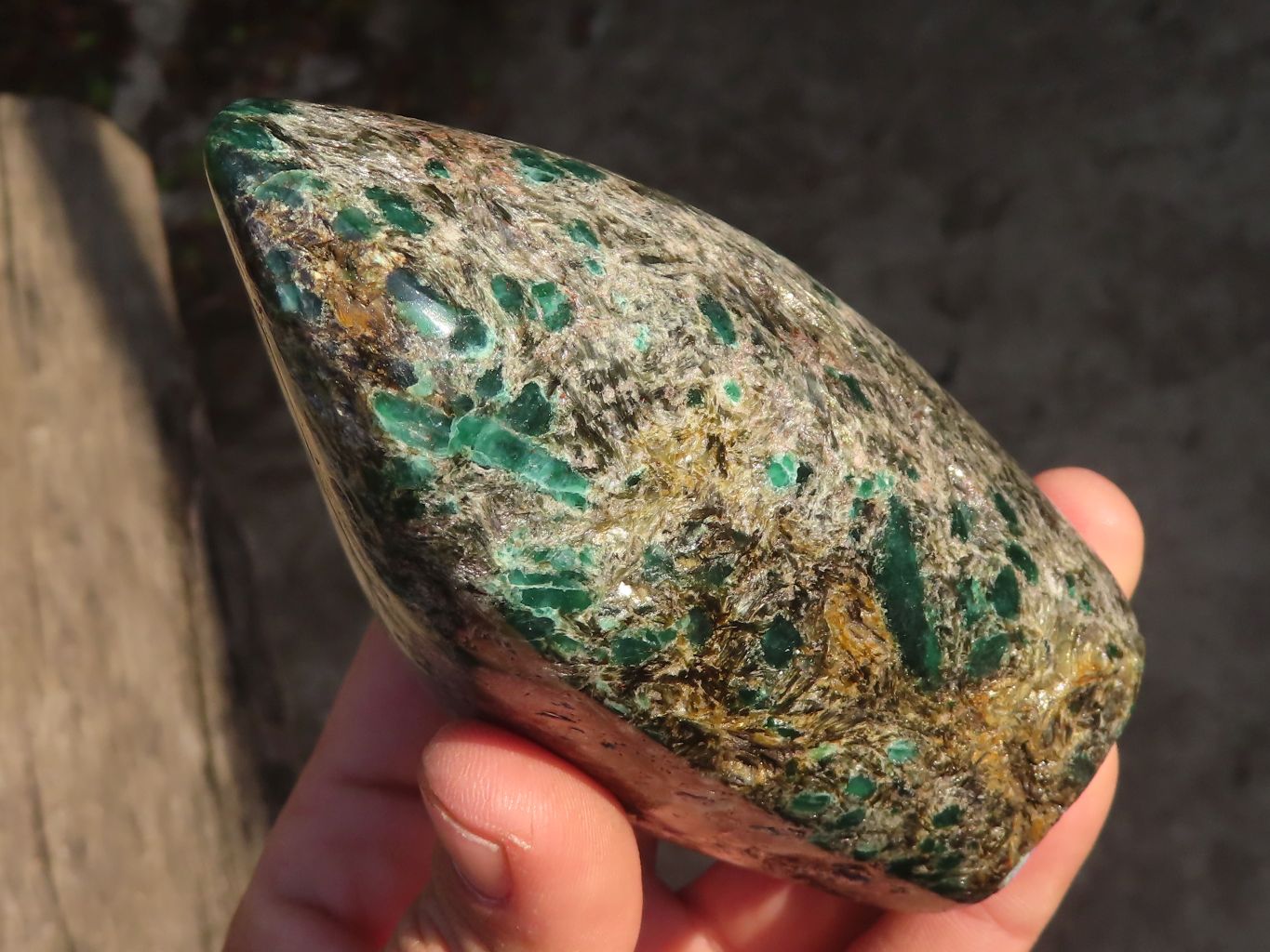 Polished Rare Emerald Mica In Matrix Standing Free Forms x 2 From Mutoko, Zimbabwe - Toprock Gemstones and Minerals 
