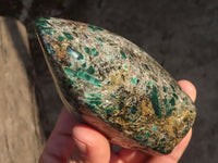 Polished Rare Emerald Mica In Matrix Standing Free Forms x 2 From Mutoko, Zimbabwe - Toprock Gemstones and Minerals 