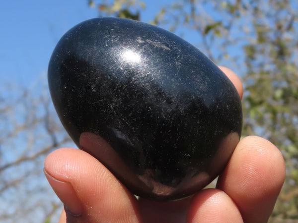 Polished Pitch Black Schorl Tourmaline Eggs (Rare Shape) x 6 From Madagascar - TopRock