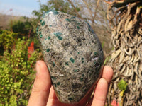 Polished Rare Emerald Mica In Matrix Standing Free Forms x 2 From Mutoko, Zimbabwe - Toprock Gemstones and Minerals 