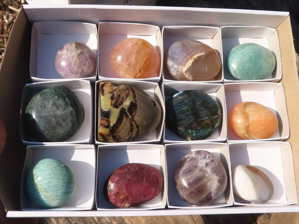 Polished Lovely Mixed Selection Of Palm Stones  x 12 From Southern Africa - Toprock Gemstones and Minerals 
