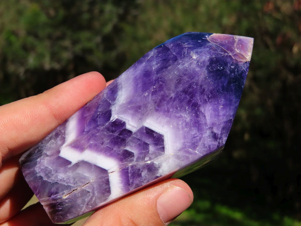 Polished Chevron Amethyst Crystal Points x 2 From Zambia - TopRock