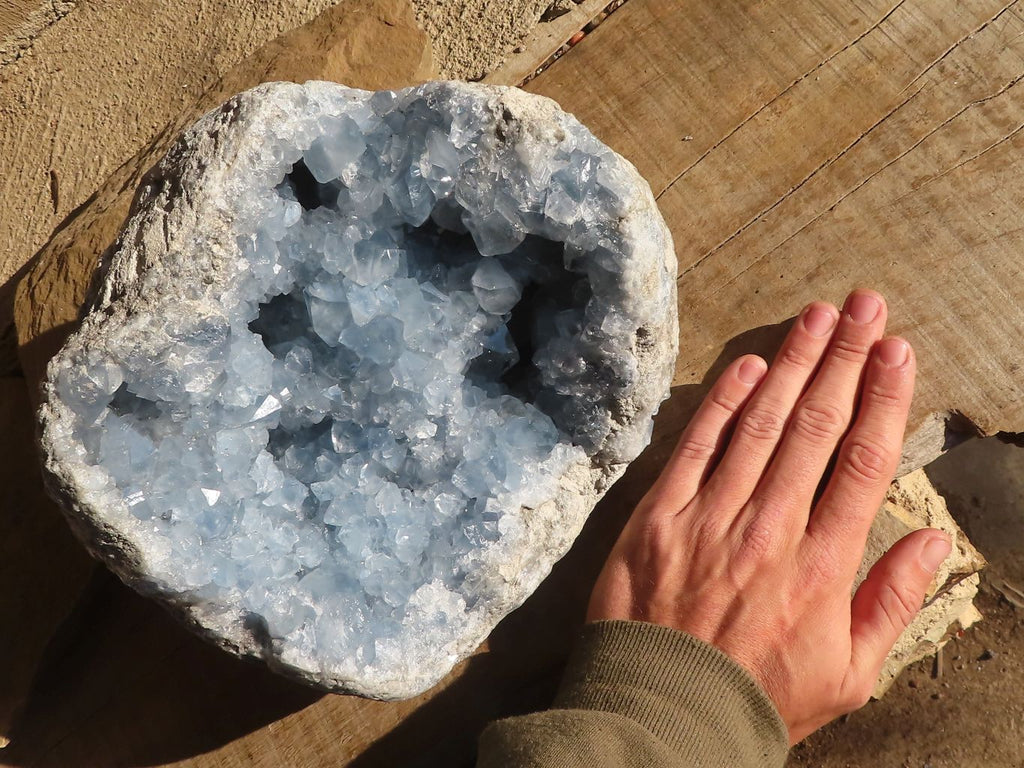 Natural Blue Celestite Geode Specimen x 1 From Sakoany, Madagascar - Toprock Gemstones and Minerals 