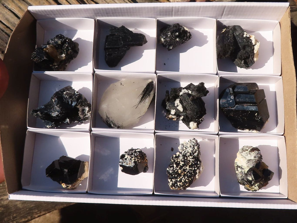 Natural Schorl Black Tourmaline Specimens  x 12 From Erongo, Namibia - Toprock Gemstones and Minerals 