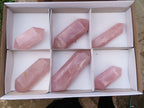 Polished Stunning Pink Rose Quartz Double Terminated Points x 6 From Madagascar - TopRock