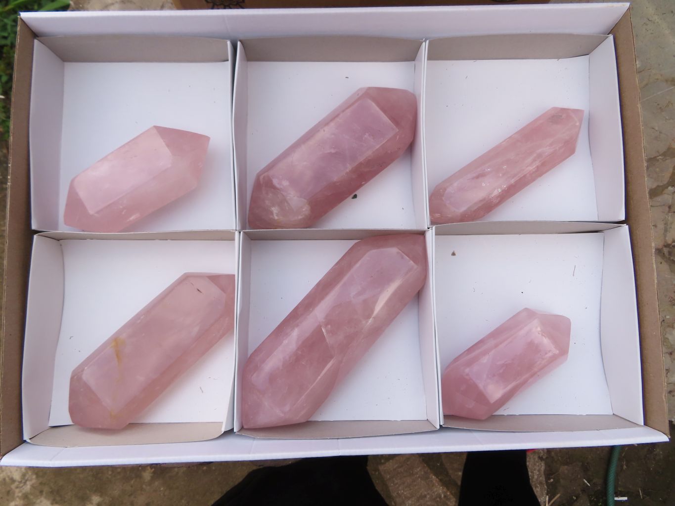 Polished Stunning Pink Rose Quartz Double Terminated Points x 6 From Madagascar - TopRock
