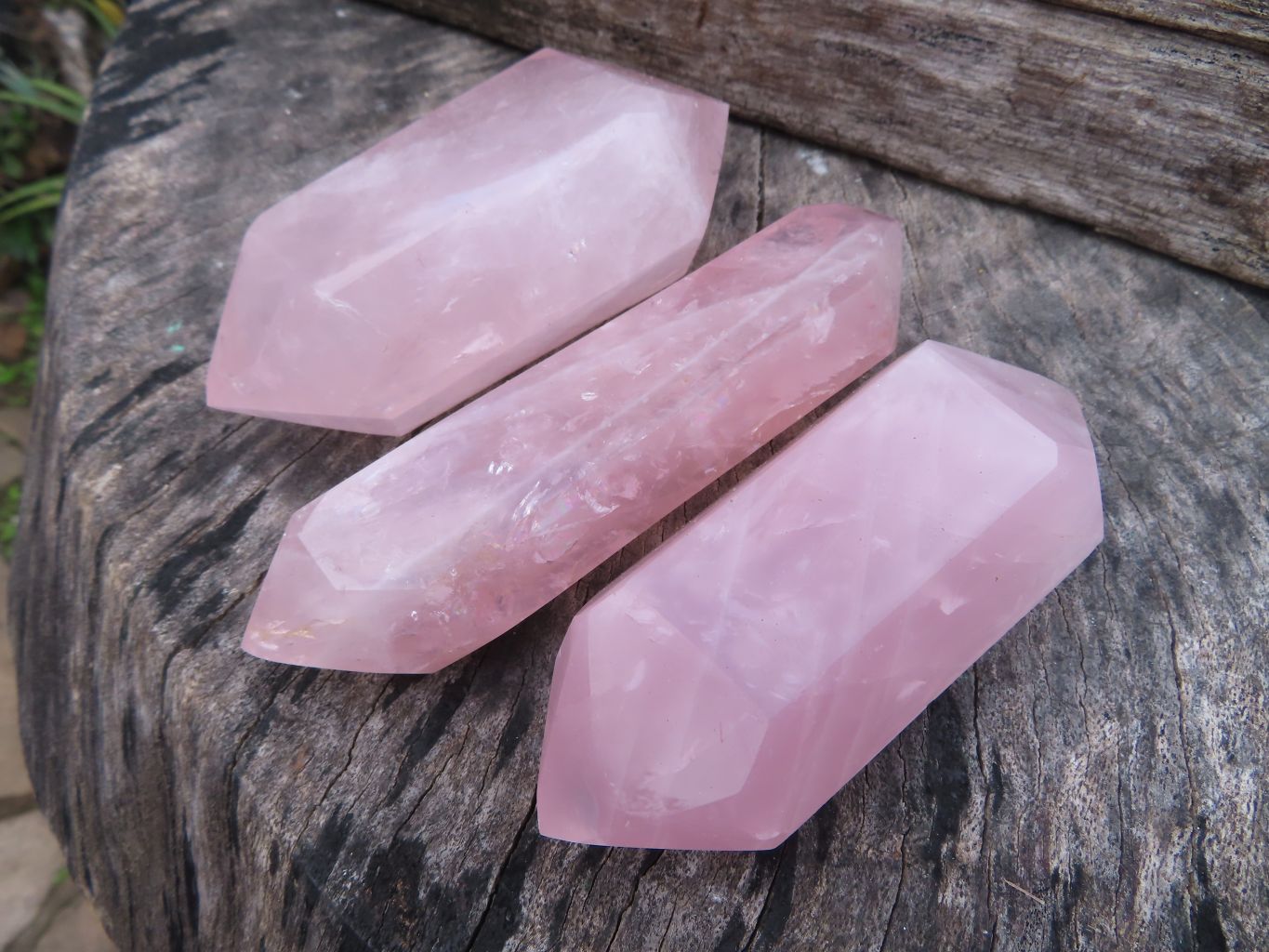 Polished Stunning Pink Rose Quartz Double Terminated Points x 6 From Madagascar - TopRock