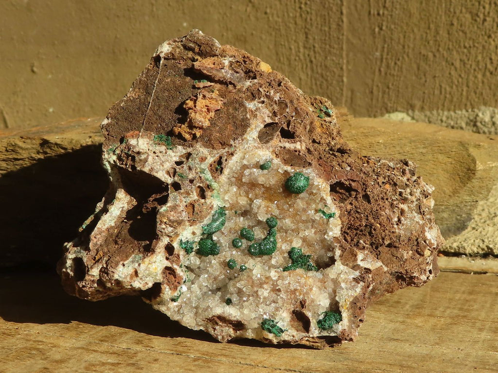 Natural Rare Ball Malachite On Drusy Quartz & Dolomite Specimens x 2 From Kambove, Congo - Toprock Gemstones and Minerals 