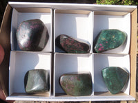 Polished Fluorescent Ruby Corundum In Chrome Verdite Free Forms x 6 From Zimbabwe - Toprock Gemstones and Minerals 