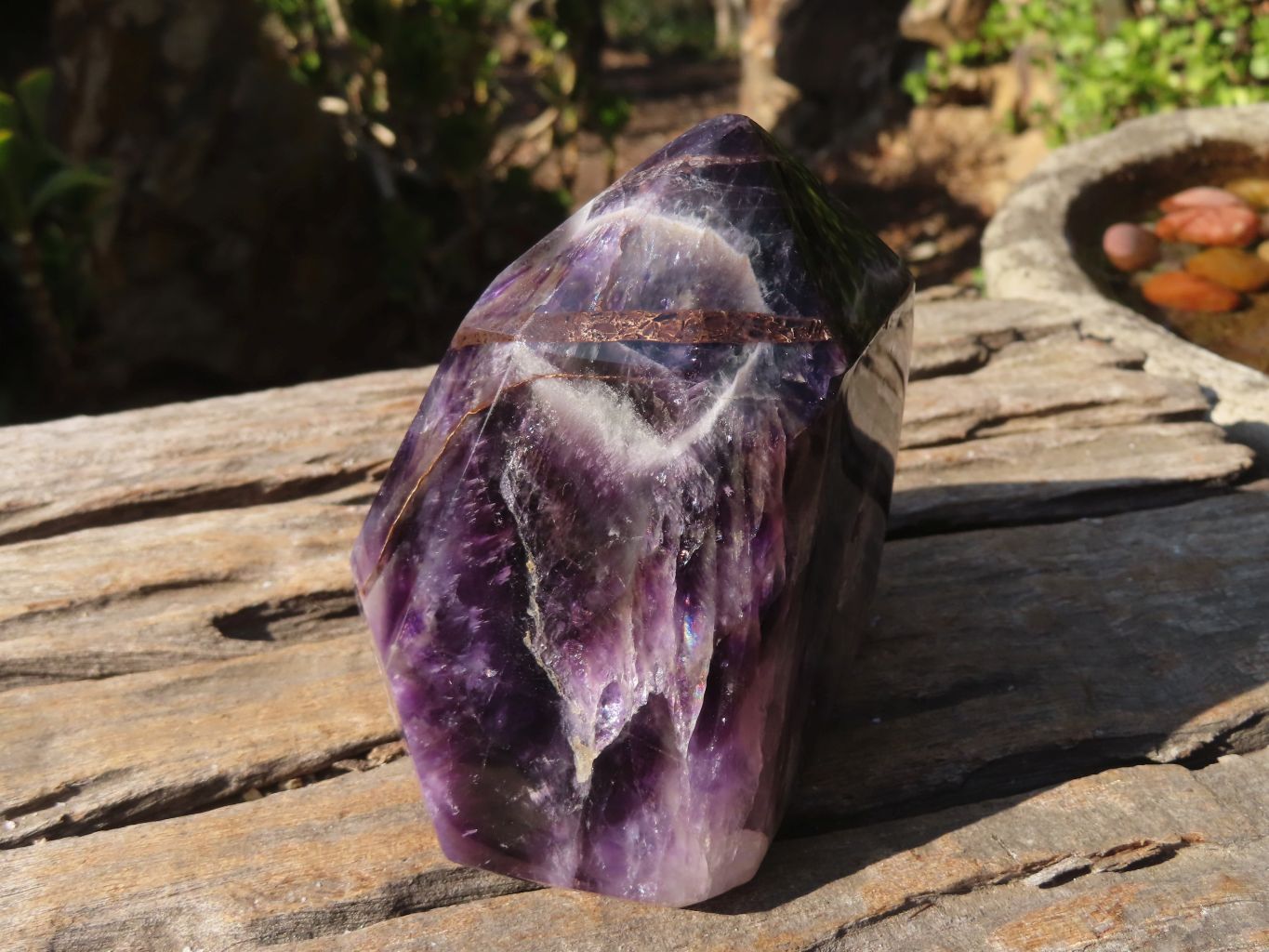 Polished Chevron Amethyst Point x 1 From Zambia - Toprock Gemstones and Minerals 