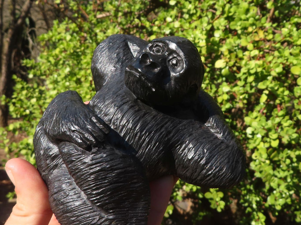 Polished Black Soapstone Gorilla Carving x 1 From Zimbabwe - Toprock Gemstones and Minerals 