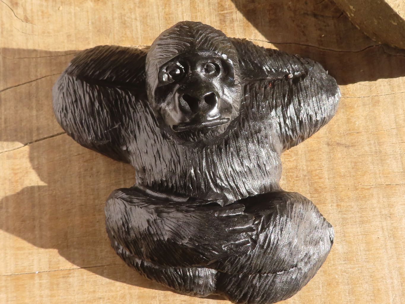 Polished Black Soapstone Gorilla Carving x 1 From Zimbabwe - Toprock Gemstones and Minerals 