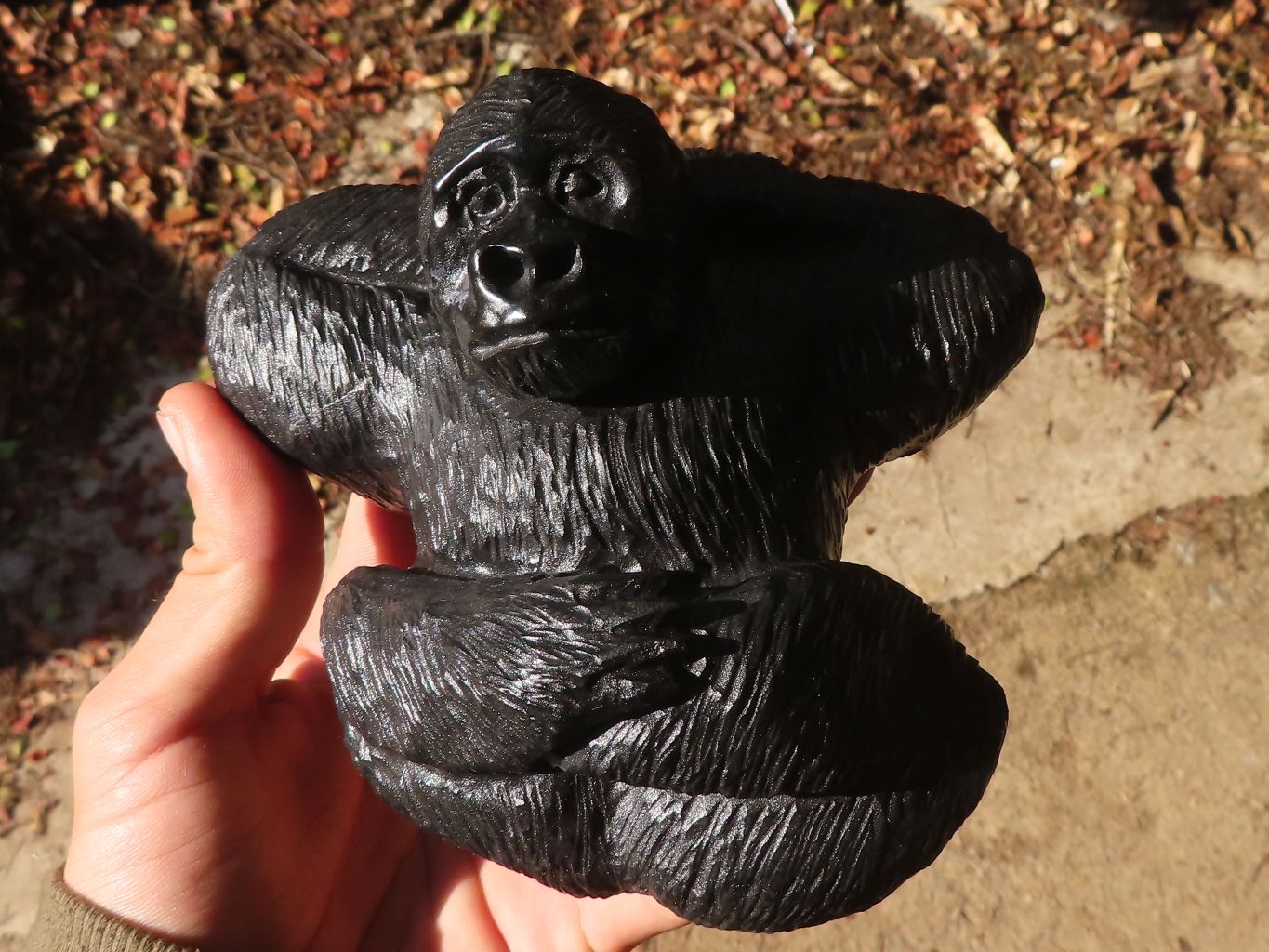 Polished Black Soapstone Gorilla Carving x 1 From Zimbabwe - Toprock Gemstones and Minerals 