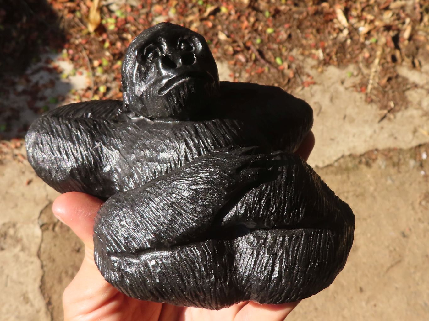 Polished Black Soapstone Gorilla Carving x 1 From Zimbabwe - Toprock Gemstones and Minerals 
