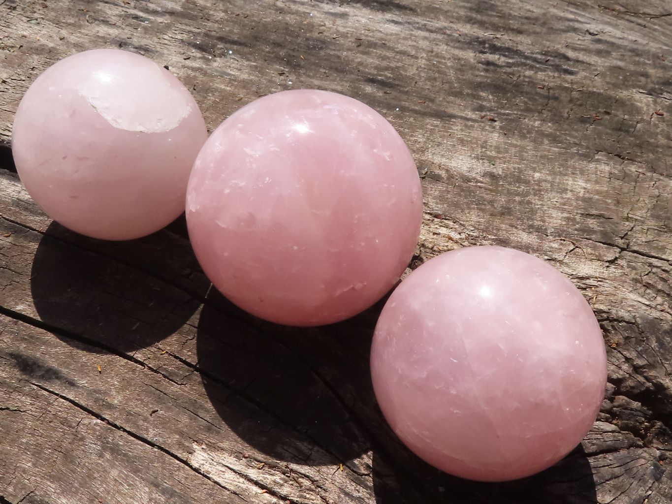 Polished Pink Rose Quartz Spheres x 3 From Madagascar - TopRock