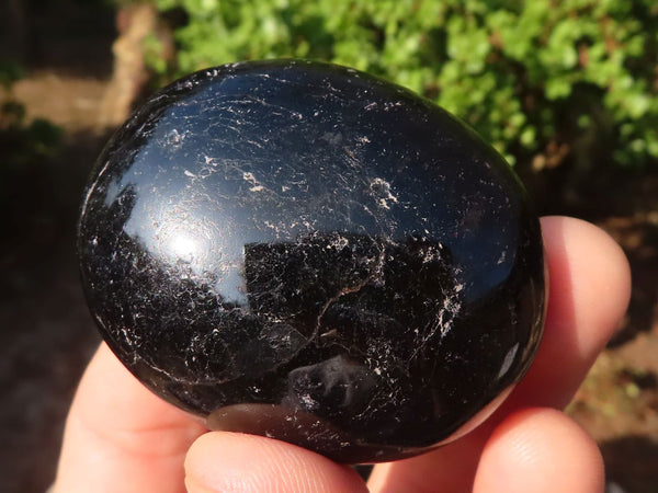 Polished Schorl Black Tourmaline Palm Stones  x 12 From Madagascar - Toprock Gemstones and Minerals 