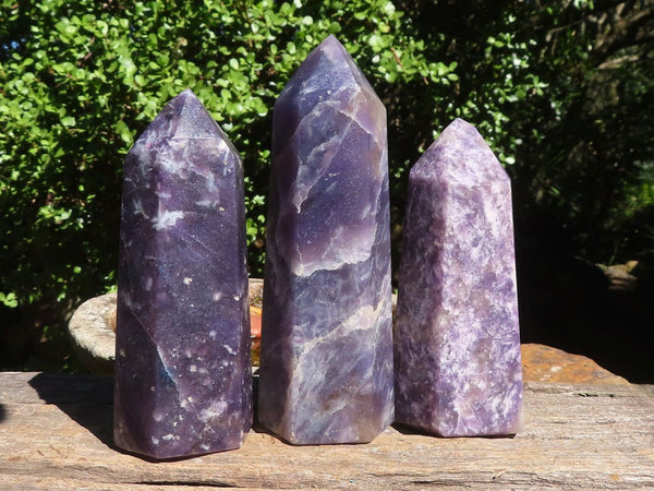 Polished Purple Lepidolite Points  x 3 From Madagascar - Toprock Gemstones and Minerals 